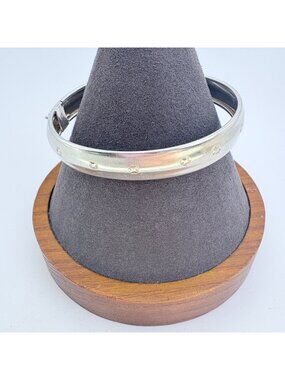 Hinged Bangle Sterling Silver 925 Bracelet Size 7.5" Fit